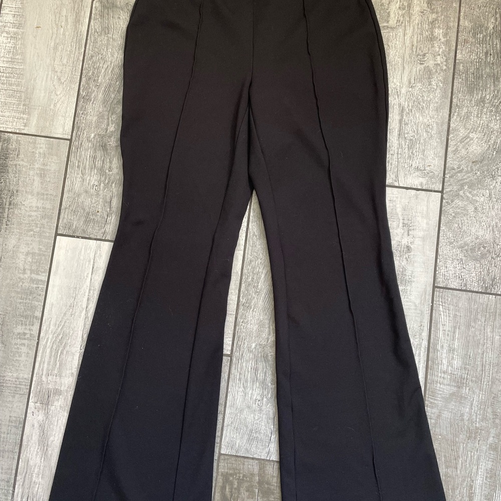 Michael Kors Black Flare Stretch Dress Pants w/ Gold Button Accent (Size Small)